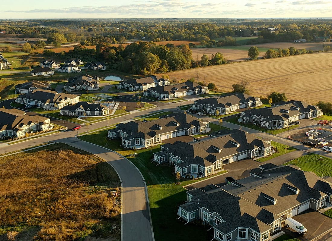 Johnston, IA - Aerial View of Johnston, IA on a Sunny Day